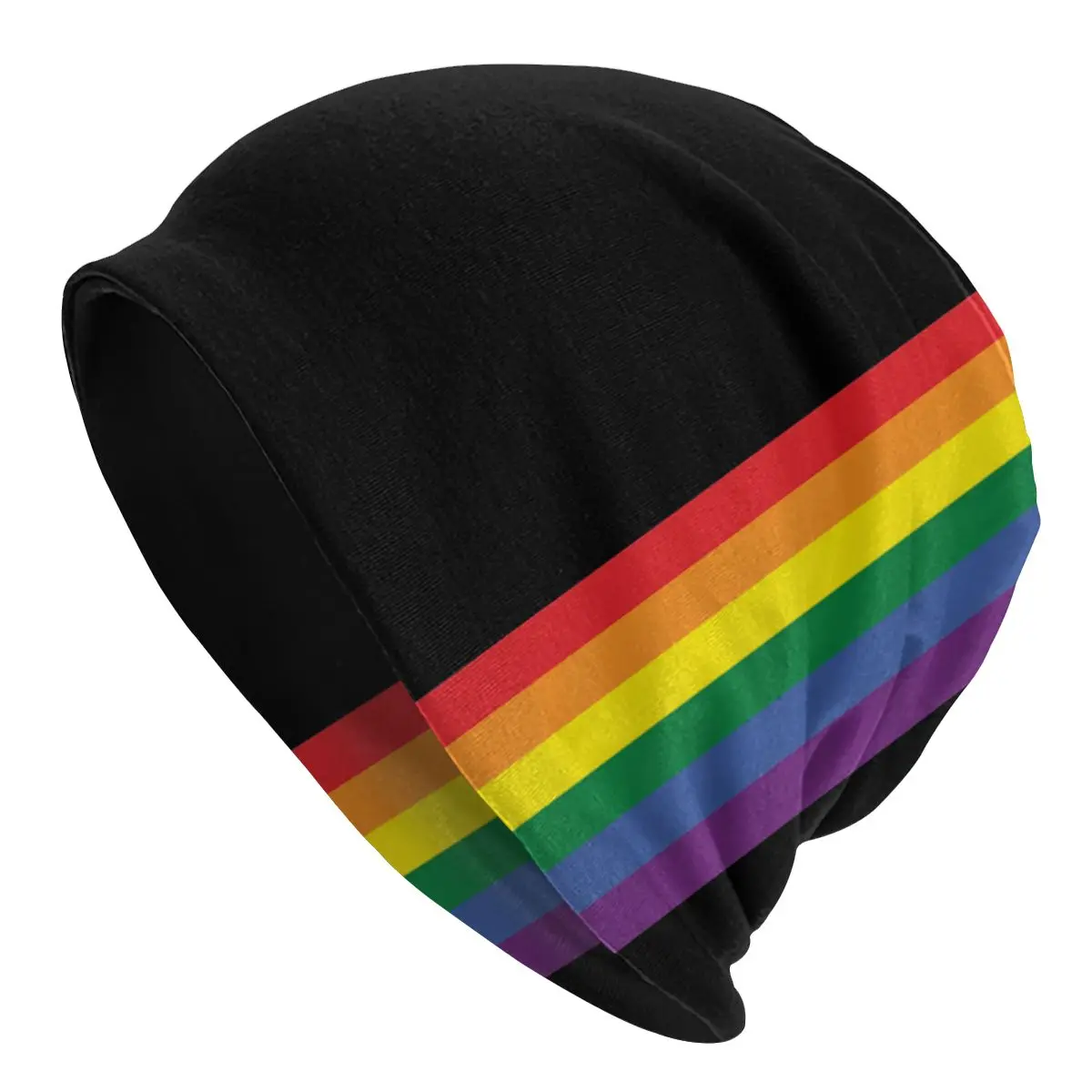 

Rainbow Pride LGBT Skullies Beanies Women Men Winter Warm Slouchy Beanie Hat Transgender Gay Lesbian Knitting Bonnet Cap for Ski