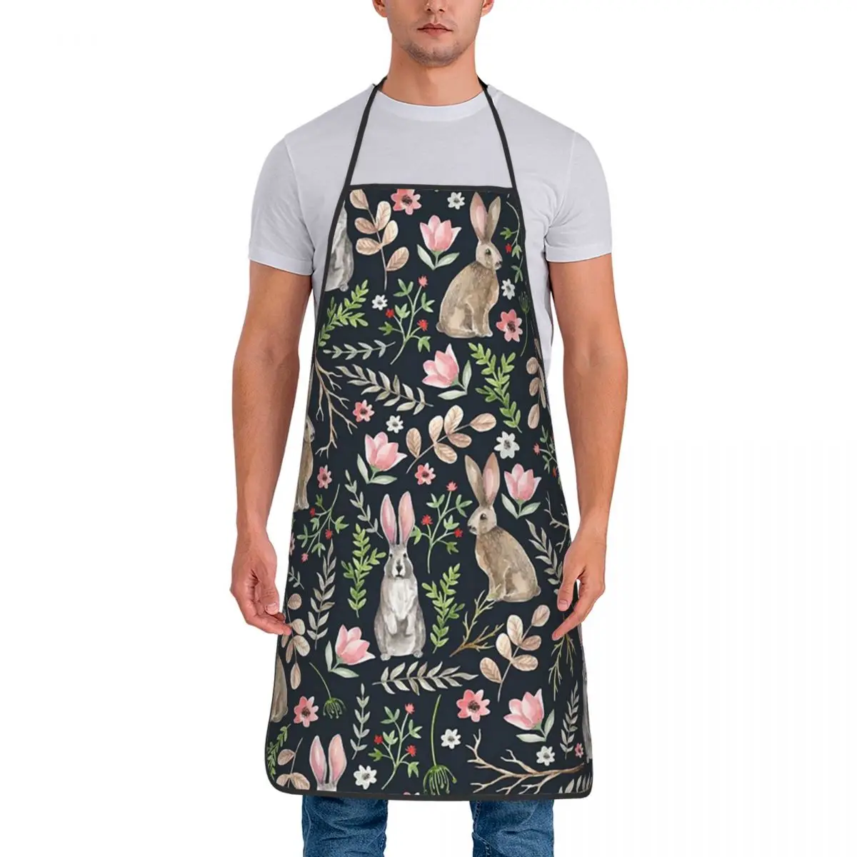 Фартуки с милыми кроликами (темно-синие) фартуки для шеф-повара приготовления