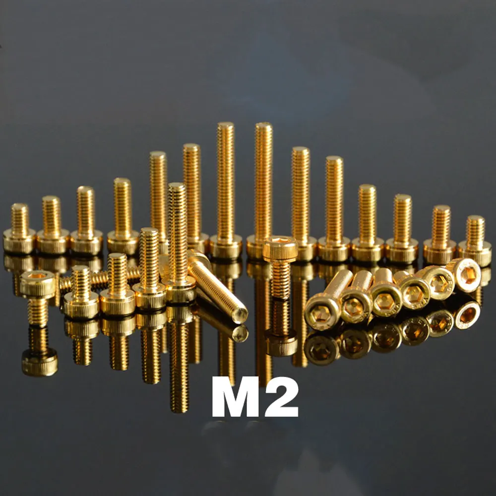 

M2 x 4 5 6 8 10 12 14 16 20mm Golden 12.9 Grade Alloy Steel Hex Socket Cap Head Screw DIY Car Model Furniture Fastener