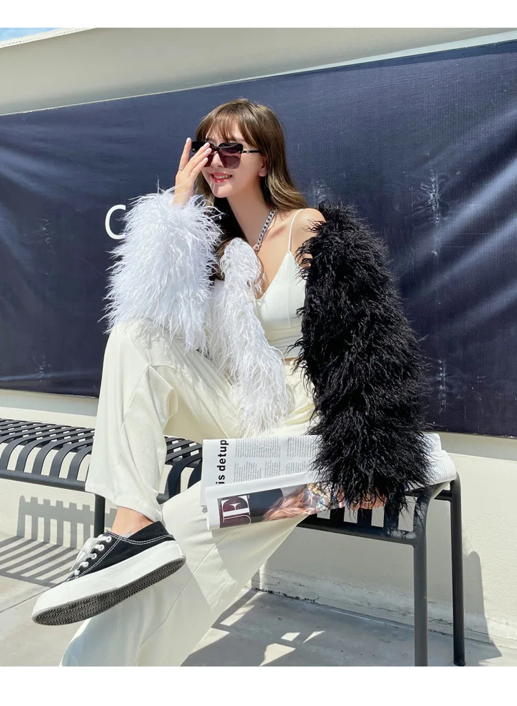 Fahion Patchwork Faux Fur Coat Women Fall Winter Color Block Fake Wool Long Sleeve Warm Streetwear Cardigan Jackets Outwear