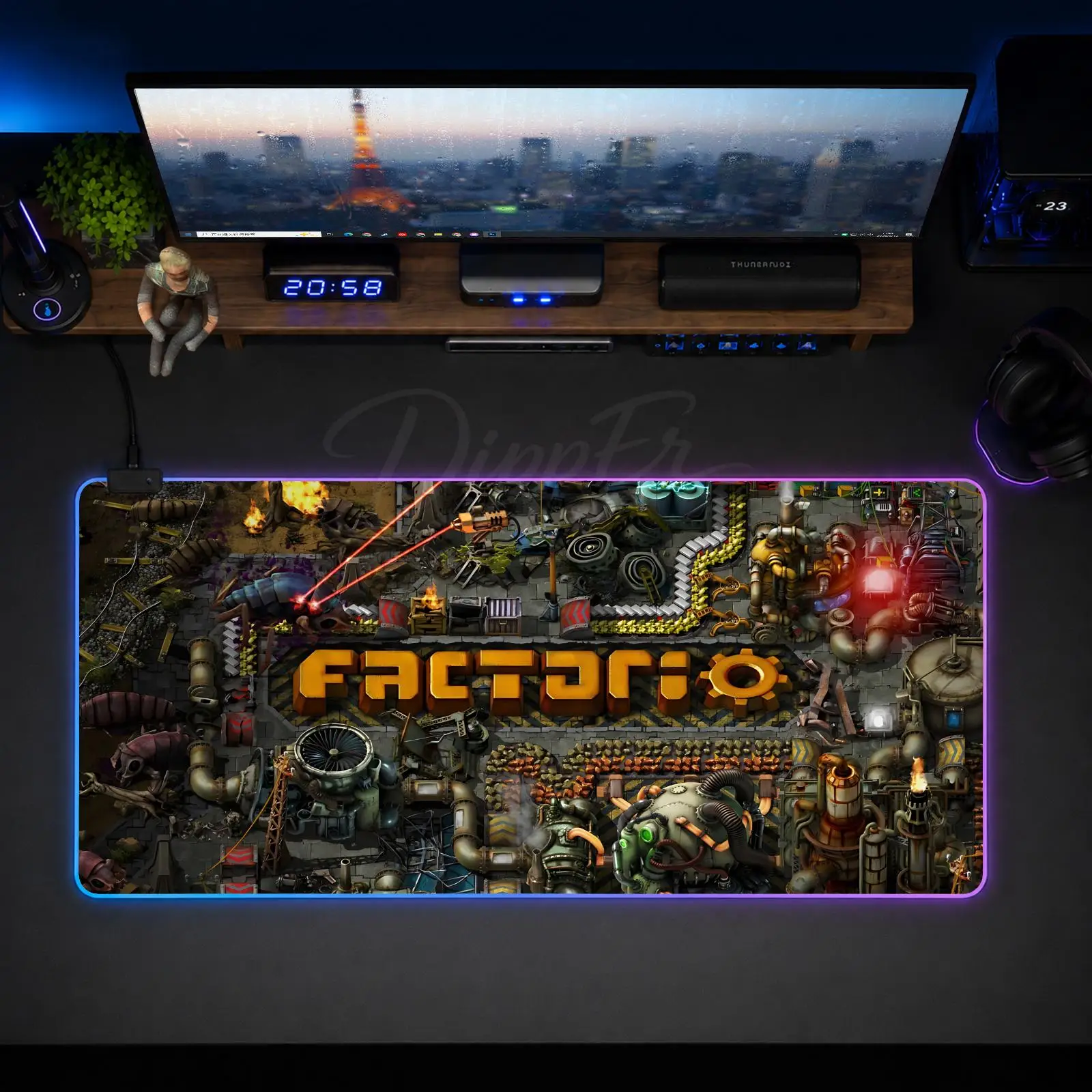 Фото Коврик для мыши A-Factorio, большой размер, светящийся LED-коврик для стола, XXL, игровой, нескользящий, резиновый, с подсветкой №3