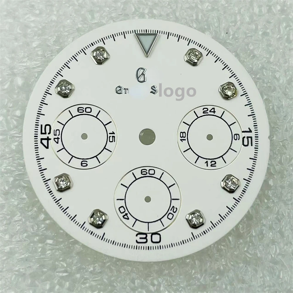 

Применимо к циферблату GS Panda VK63, кварцевый механизм, 6-контактная лицевая пластина, таймер, лицевая сторона, аксессуары для часов, запчасти для часов, логотип Grand S