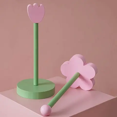 Стойка для рулонной бумаги с цветком тюльпана, милая современная деревянная полка для хранения полотенец, экономия места, домашний декор, подставка для салфеток, ванная комната