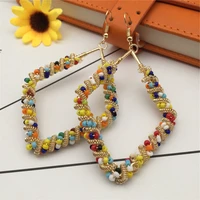 bohemian color geometric earrings contrast color rice beads winding peach heart five pointed star exaggerated earrings female