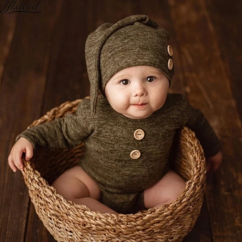 

6-12 Month Baby Boy Sitter Overall Romper and Sleepy Hat Sitter Set Boy Photo Outfit Infant Photography Props