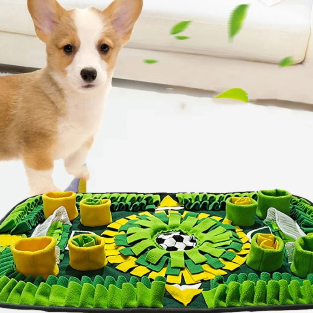 

Squeaky Dog Snuffle Mat Football Field Slow Feeder Puppy Dog Sniffing Mat Feeding Pad Nosework Training Mats Interactive Puzzle