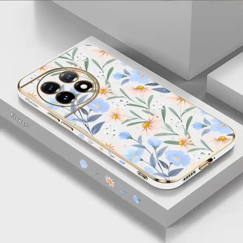 

Tender Summer Flowers Luxury Plating Phone Case For Oneplus 11 11R 10R 10T 10 Pro 9 9R 9RT 8T 8 8 Pro Cover