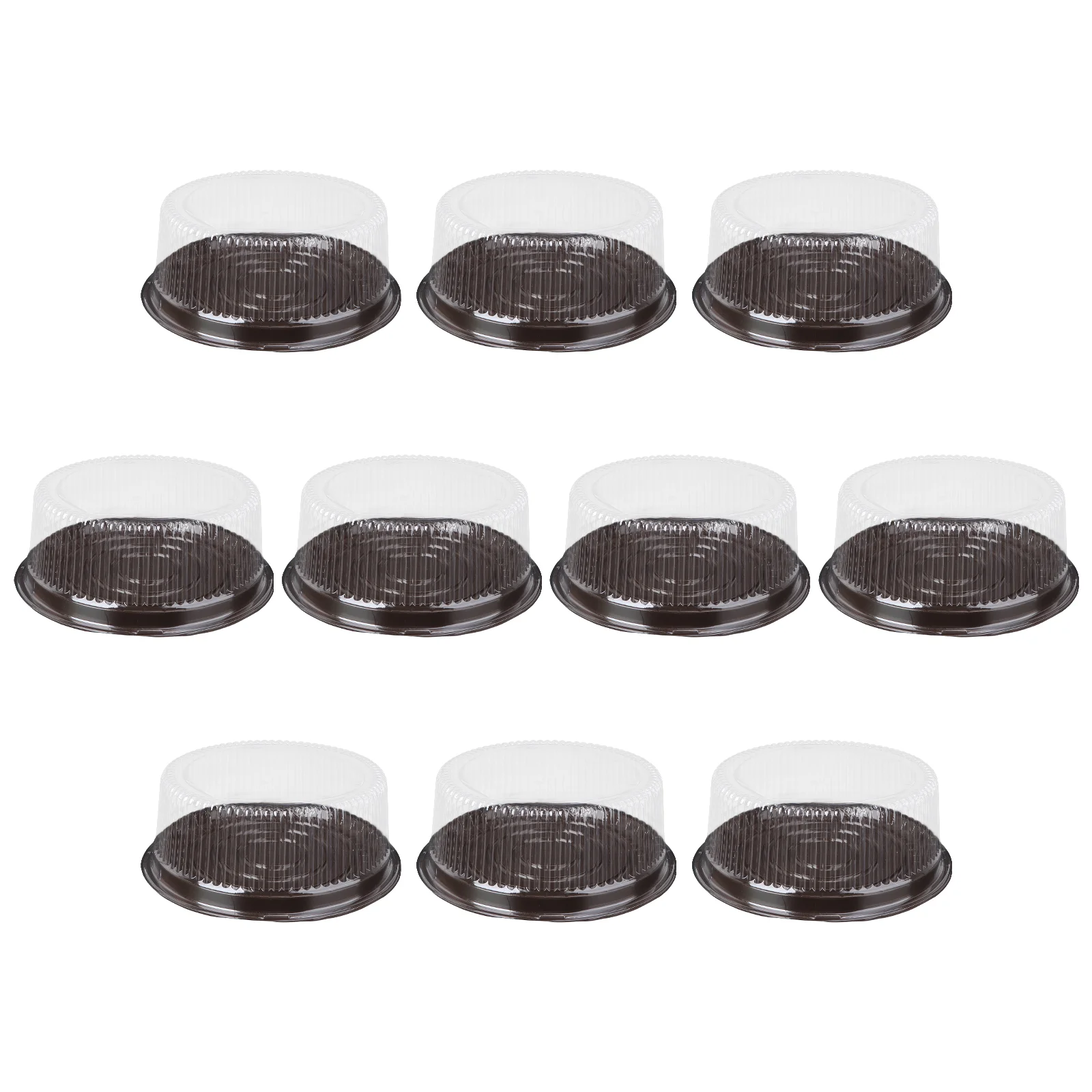 

10 Pcs Cake Boxes Plastic Dessert Containers Cupcake Roasting Pan Lid Single Shipping