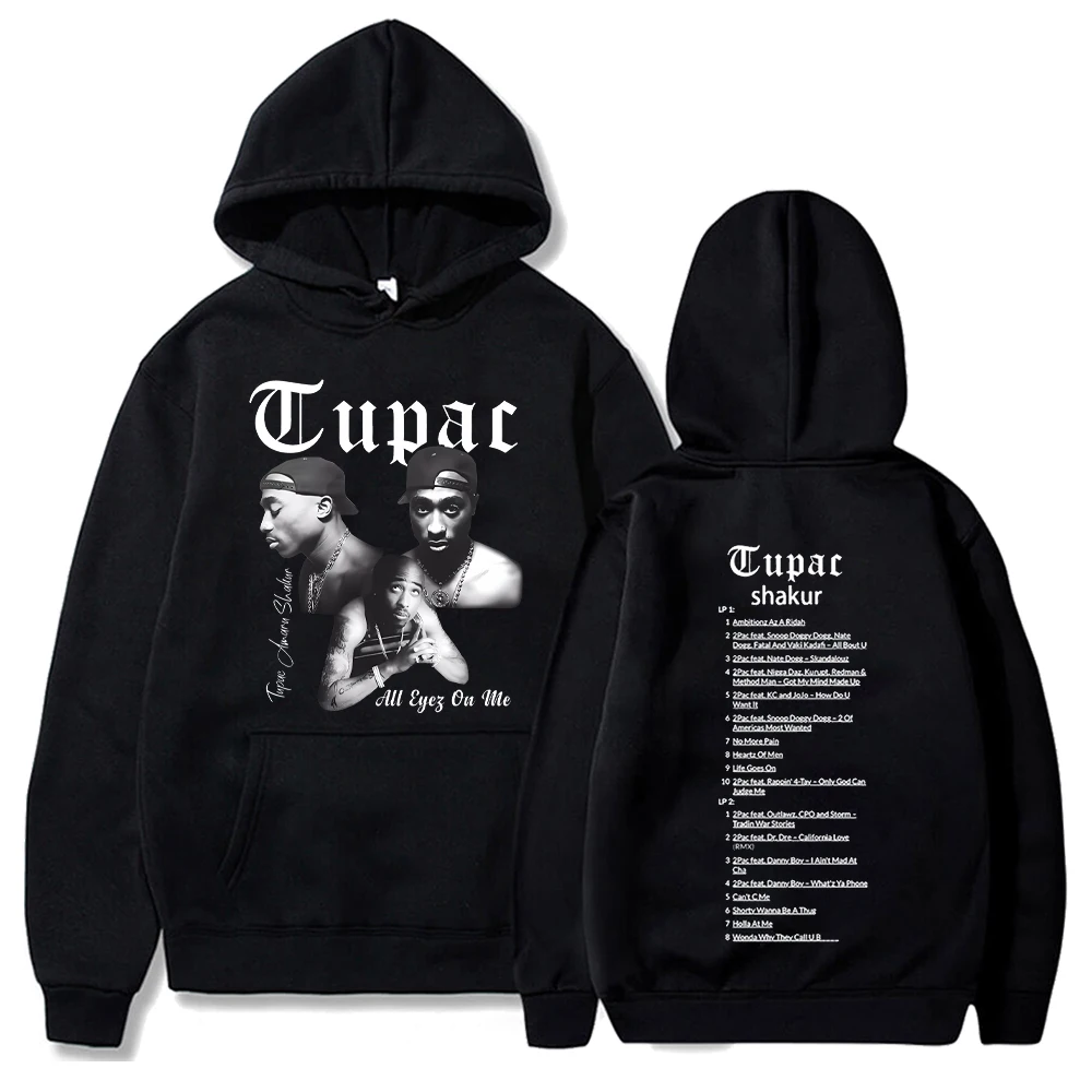 Rapper Tupac 2pac Hoodies Men Women Sweatshirts Hip Hop Streetwear Shakur Printed Pullover Casual Fleece Oversized Long Sleeve