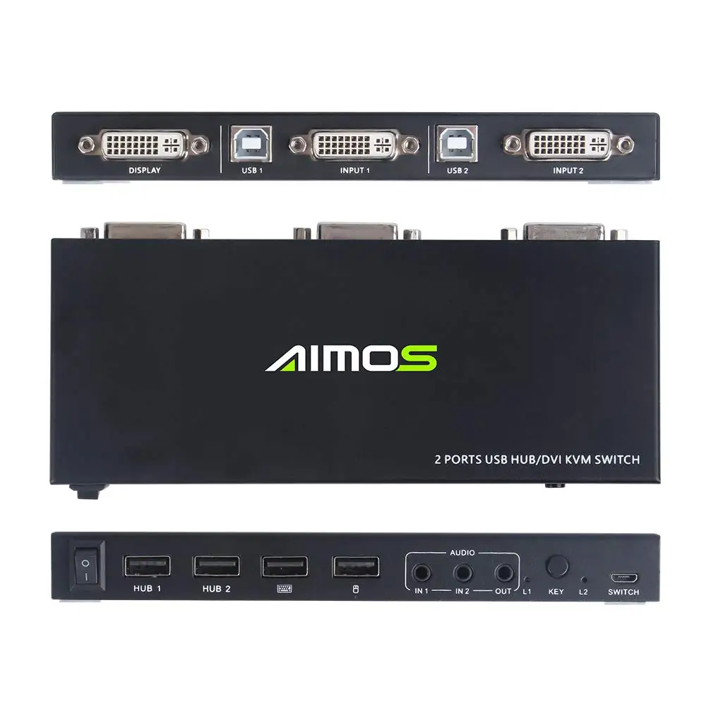 DVI KVM переключатель порта DVI 2 в 1 выход для 2 компьютеров совместное использование клавиатуры и мыши 1920*1200P @ 60 Гц (4K * 2K @ 30 Гц)