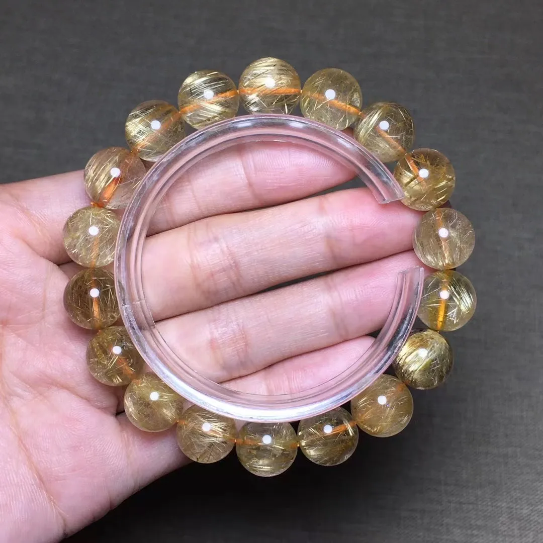 

11mm Natural Gold Hair Rutilated Quartz Bracelet For Women Men Healing Love Luck Gift Wealth Crystal Beads Strands Jewelry AAAAA