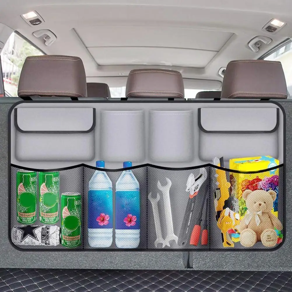 

SUV Large Capacity Car Trunk Organizer Adjustable Backseat Foldable Multifunctional Storage Back Net Seat Bag Hanging Cargo O5R9
