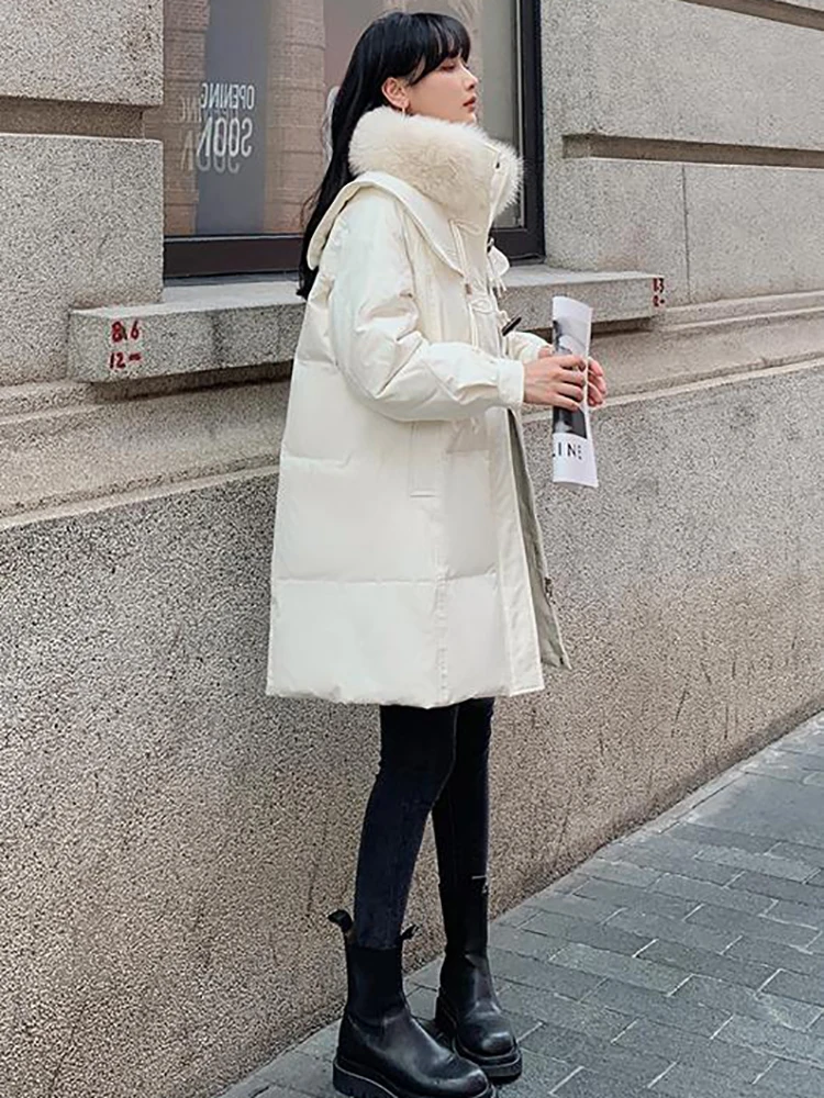 AOSSVIAO 2022 Winter Womens Down Jackets Long Thick down Casual Coat Puffer Jacket Slim Remove Hooded Parka