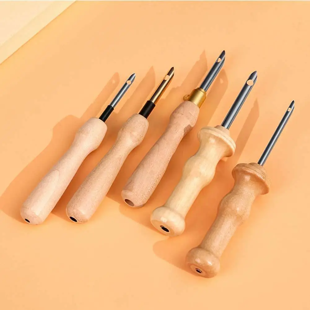 

Steel Wooden Handle Poke Needle Sewing Tools Stamping Sewing Needles Knitting Threader Hook Embroidery Accessorie Z6x1