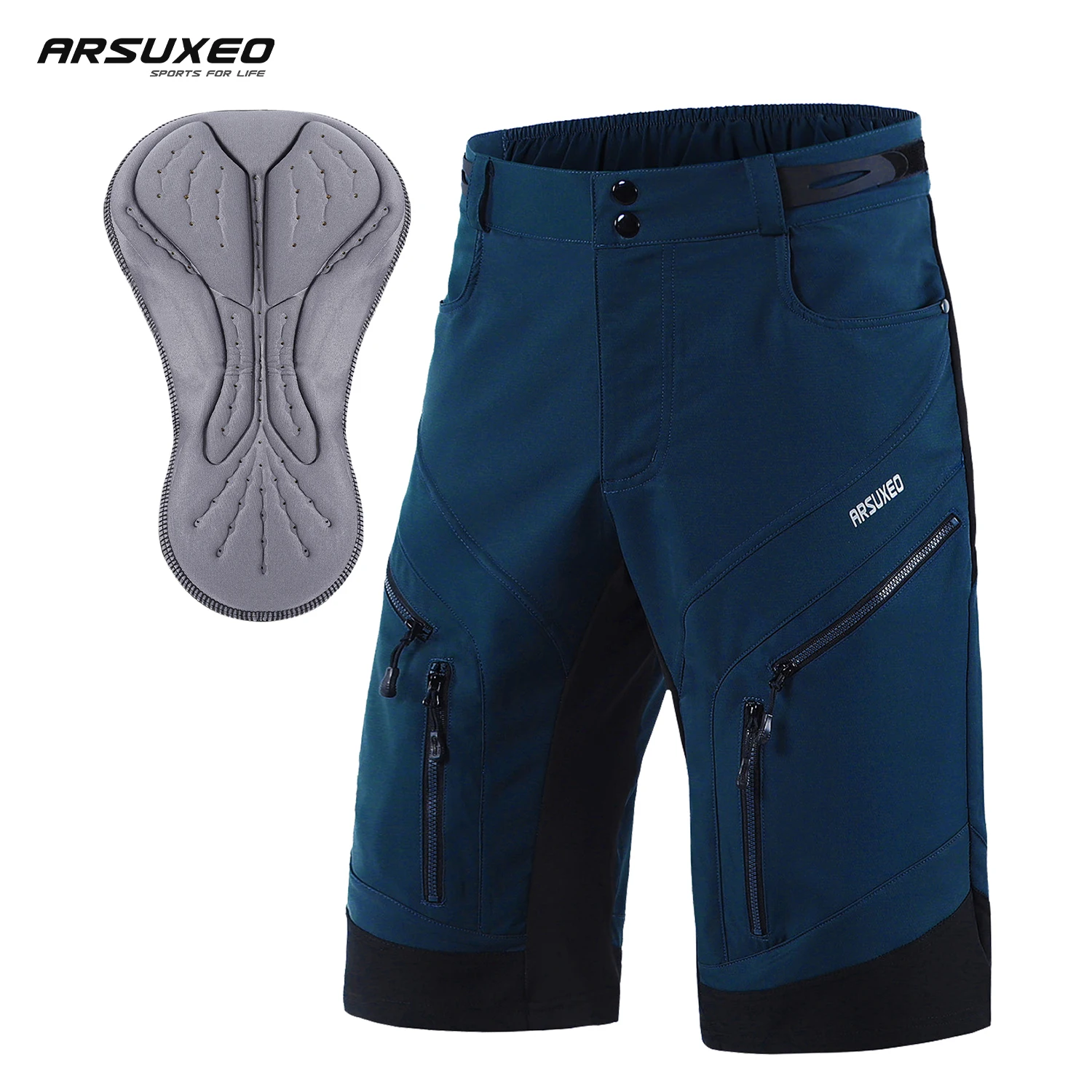 

ARSUXEO Men's MTB Cycling Shorts Outdoor Sports Mountain Downhill Breathable Loose Fit Road Ciclismo Bike Bicycle Pants 1903