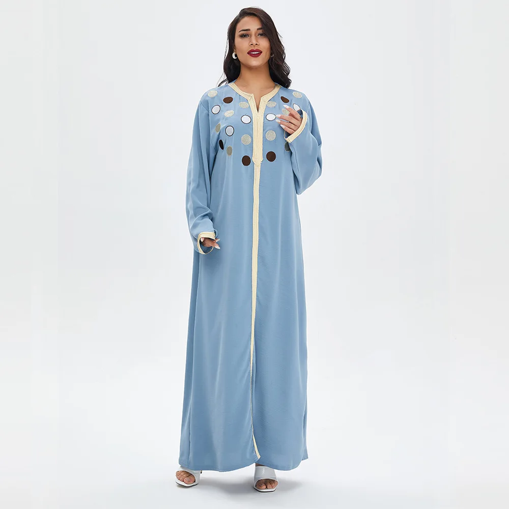 Wepbel Muslim Abaya Dress Islamic Clothing Women Spring Leisure Dress Long Loose Waist Cardigan Middle East Robe Muslim Dress