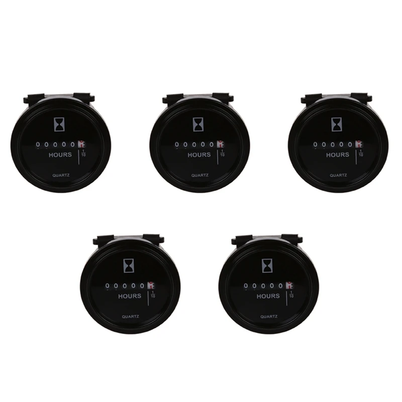 

5X 6V-80V DC / AC Round Quartz Hour Meter Gauge For Boat Car Truck Engine