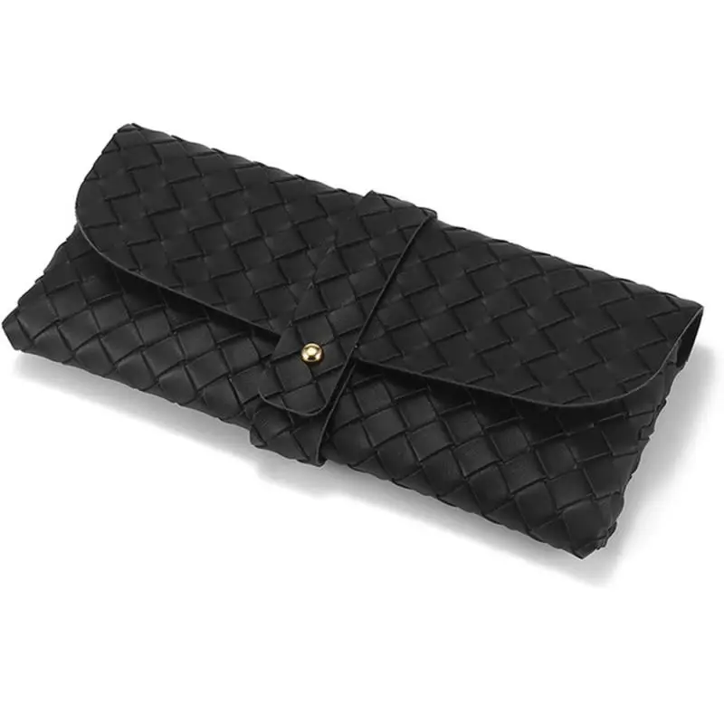 

Portable Sunglasses Storage Bags Woven Pattern Glasses Box Leather Sunglasses Box Black Sunglasses Box Can Be Set LOGO Spot