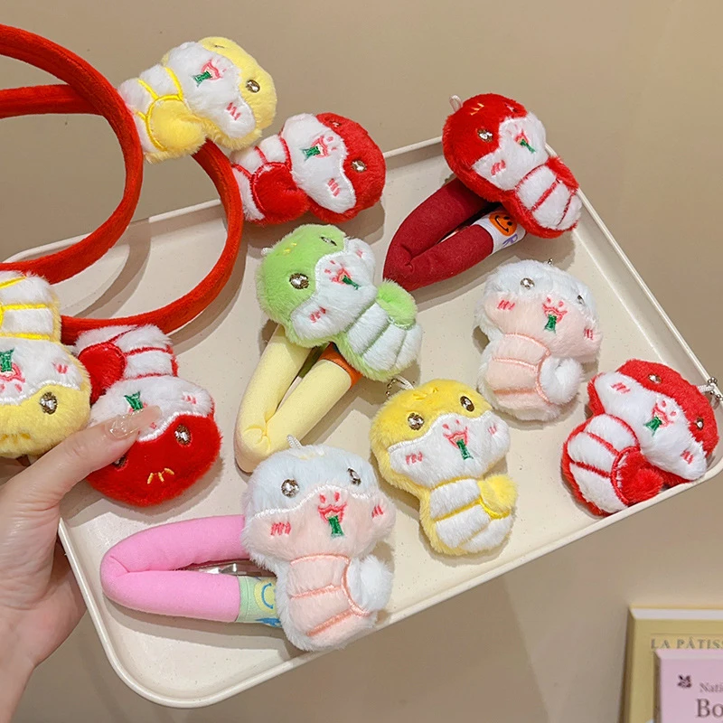 Китайский Новый год плюшевая повязка на голову мультяшная кавайная заколка для