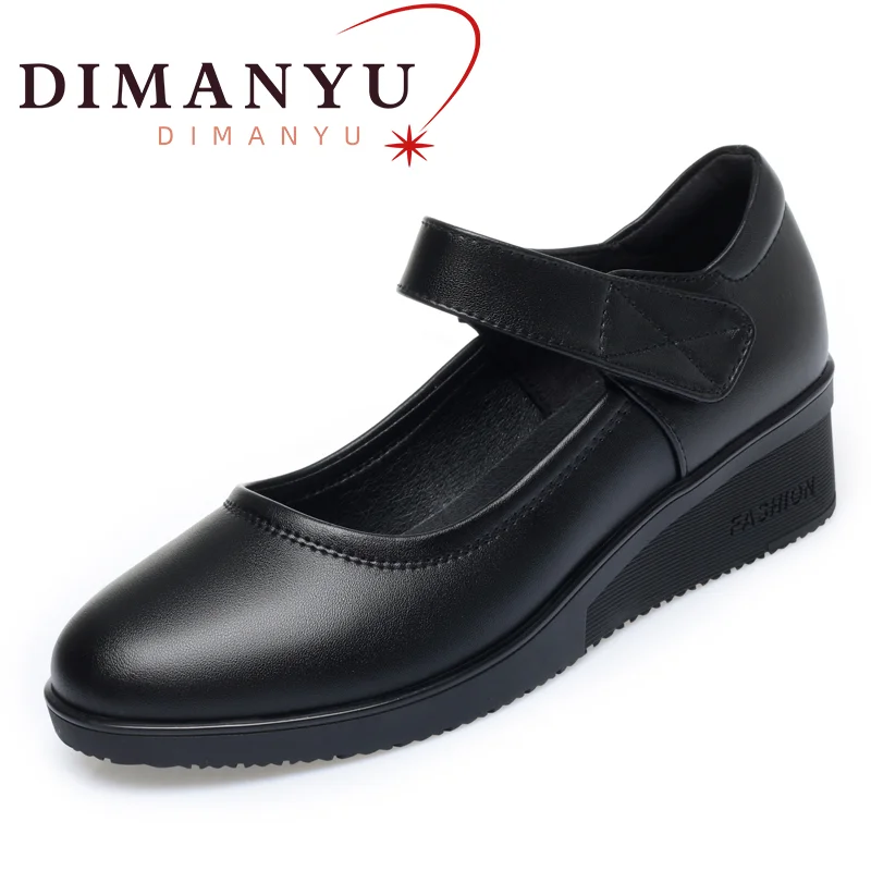 

DIMANYU Women's Shoes New 2023 Spring Genuine Leather Wedge Women's Shoes Fashion Non-slip Mom Shoes Large Size 41 42 43