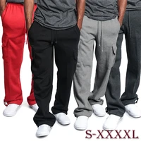 new men multi pocket overalls pants mens guard pants casual elasticated trousers solid color sports pants