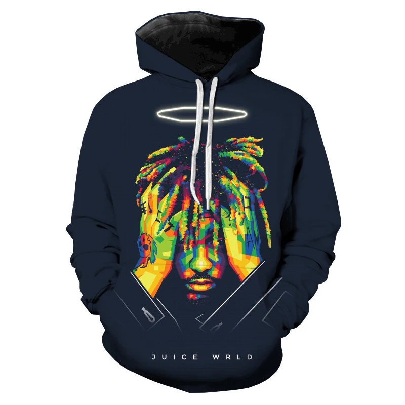 

Толстовка Popurlar Rap Start Juice Wrld Мужская, Модный свитшот с капюшоном в стиле рэппера, уличная одежда, Черная Толстовка Оверсайз