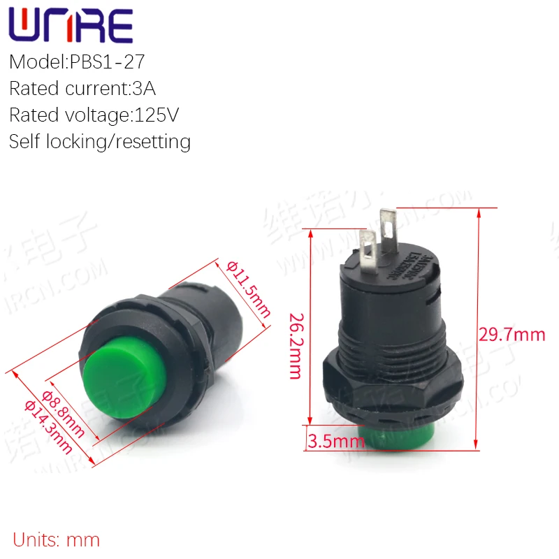 Круглая кнопка DS, небольшой переключатель PBS1-27, самоблокирующийся/самосброс, пробежечный переключатель, водонепроницаемая кнопка, кнопка питания дверного звонка, звуковой сигнал