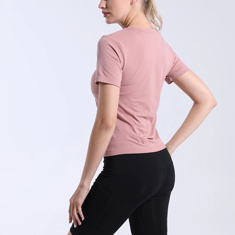 Рубашка для йоги женская блузка с коротким рукавом сексуальный топ спортивного