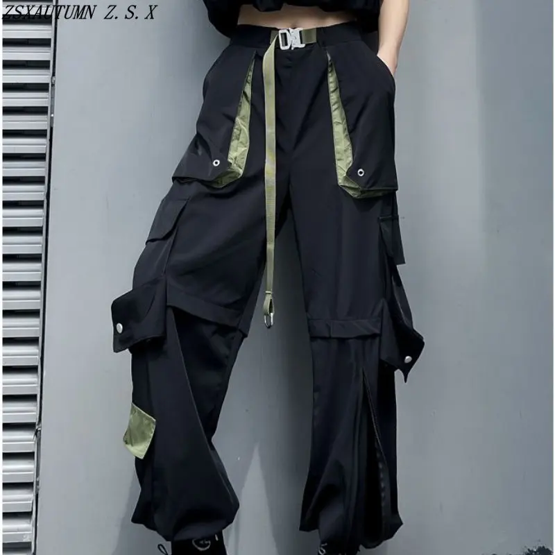 

Summer New American High Street Cargo Pants Women's Wide Leg Trousers Trend Fashion Casual High Waist Female Straight Pantalon