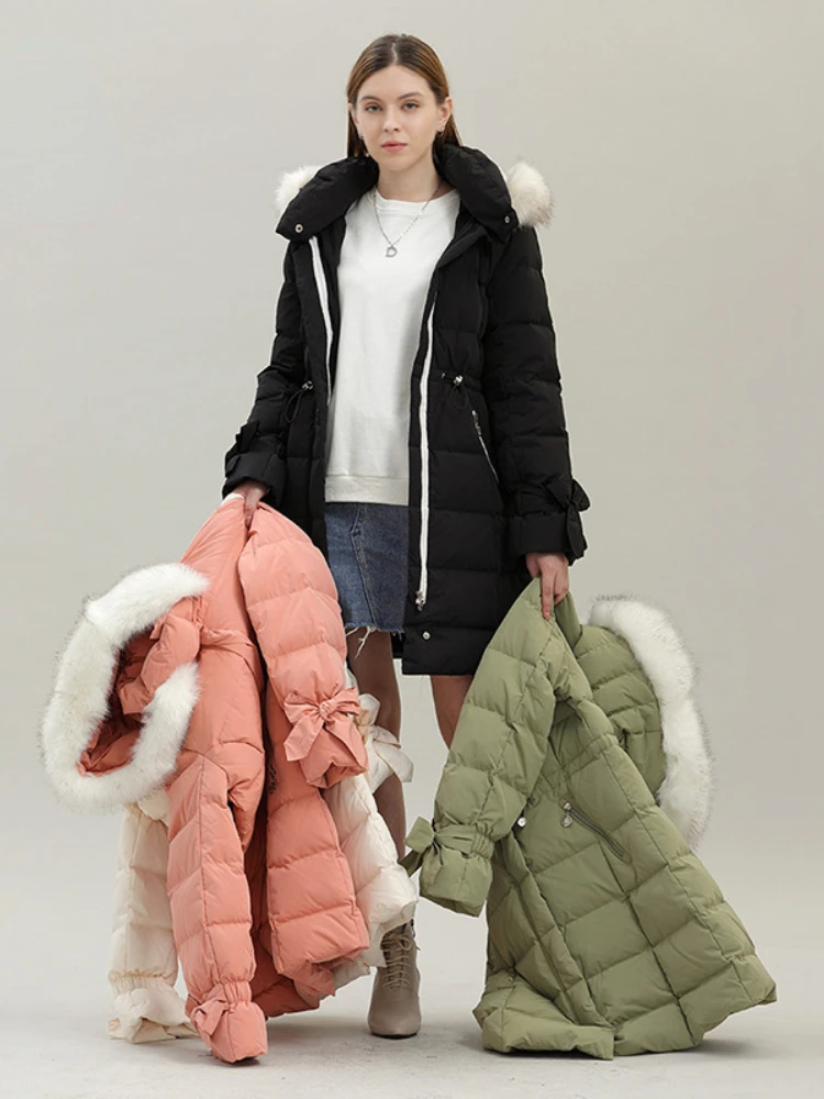 Winter Women's Down Cotton Long Jackets Baggy Thickening Warm Hooded Fluffy Collar Oversized Fashion Cotton Padded Bubble Coats
