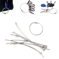 10pcsset 100150200mm keychain tag rope stainless steel edc wire cable loop screw lock gadget ring key keyring diy hand tools