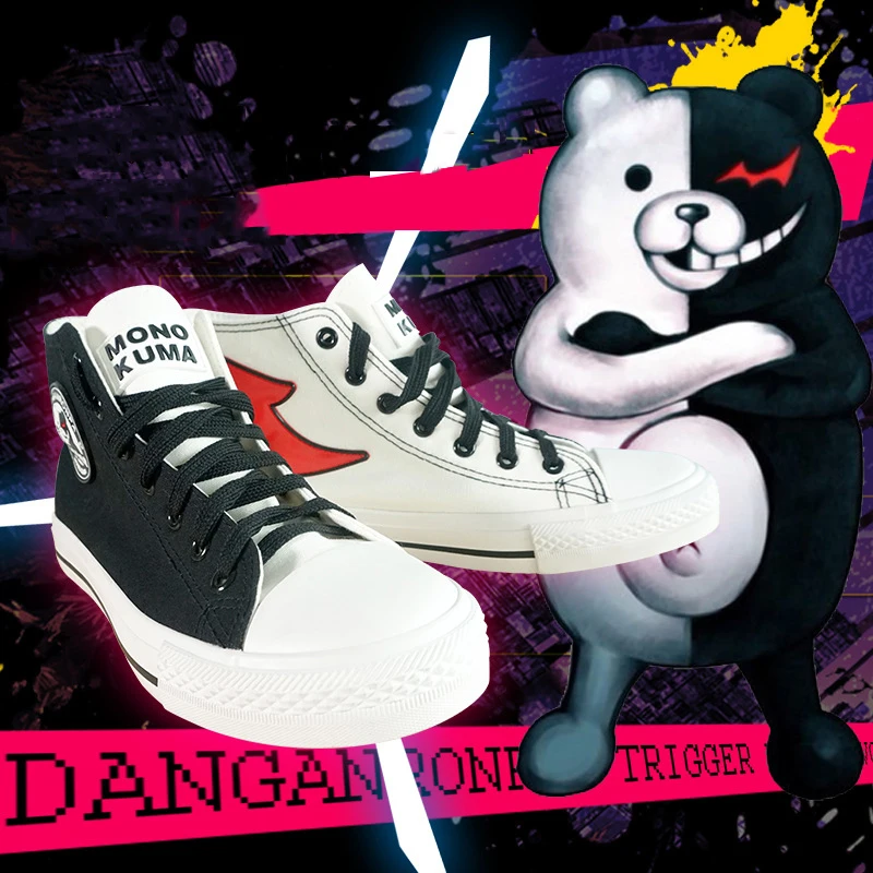 Anime Shoes Costume Danganronpa Monokuma Cosplay Plimsolls For Girls Woman Sneakers Spring Halloween