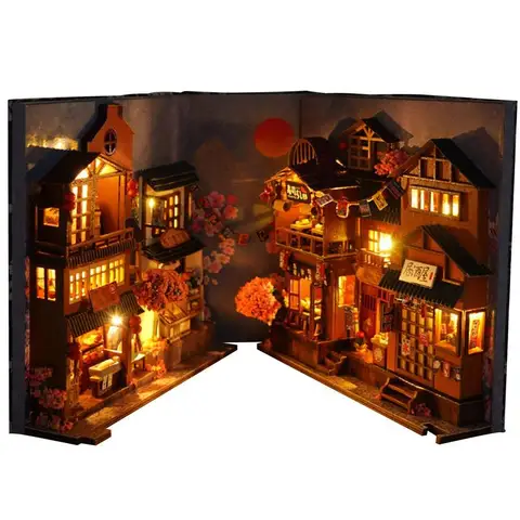 3D Miniature House Kit Decoration For Bookshelf Table | Japanese Street Model Gift For New Year Birthday Valentines Day Teenager