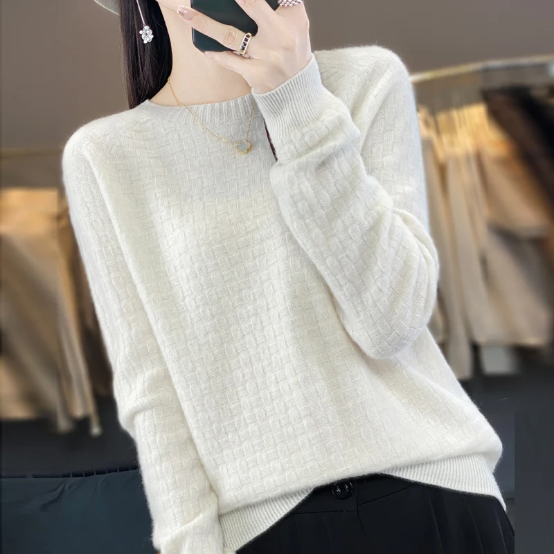 

Woolen Sweater Women's Pullover Winter Thickened 2023 New Loose And Versatile Base Sweater Round Neck Knitted Sweater Sweater