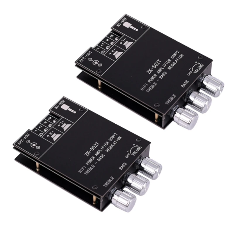 

2X ZK-502T 2 X 50W TPA3116D2 Audio Amplifier Bluetooth 5.0 Receiver Stereo Board Dual Channel Audio High Power Amplifier