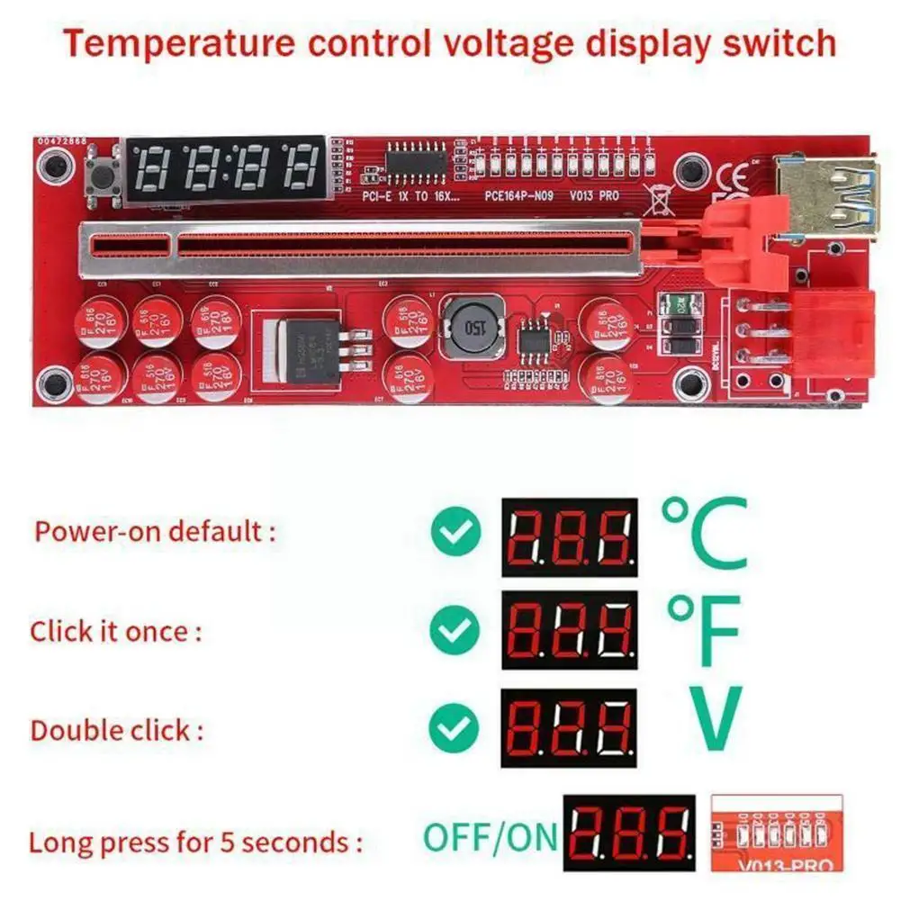

Красный удлинитель для видеокарты PCIE VER013 Pro, экранированный адаптер для карты 10 с конденсаторами ячеек Y8C6