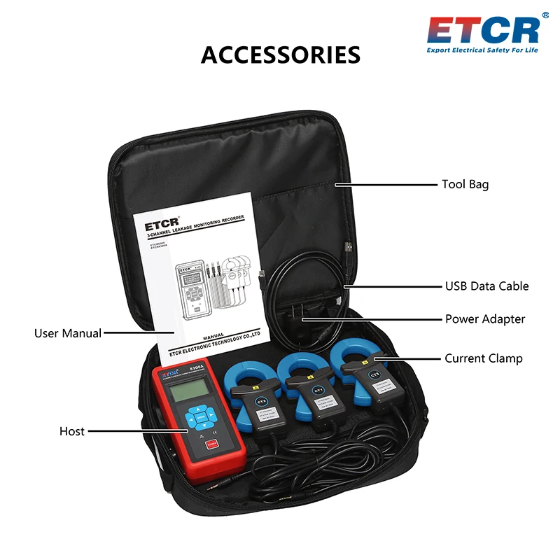Фото Трехканальный измеритель тока утечки ETCR8300/ETCR8300A с цифровым дисплеем, 500А/20А, для онлайн-мониторинга в реальном времени №2