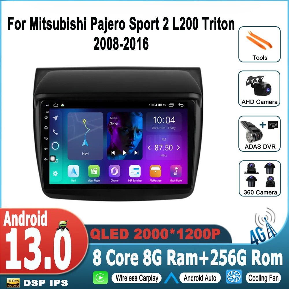 

Автомагнитола для Mitsubishi Pajero Sport 2 L200 Triton 2008-2016, мультимедийный видеоплеер, навигация GPS, Android 13, 2din, без dvd