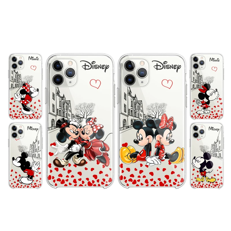 

Mickey&Minnie Love Transparent Phone Case For Apple iPhone 14 13 12 11 Mini XS XR X Pro MAX 8 7 6 Plus SE 2020 Cover Shell Coque