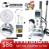 zonesun zs 90 manual hot foil stamping machine bronzing tools embosser pvc card paper wood leather press branding iron