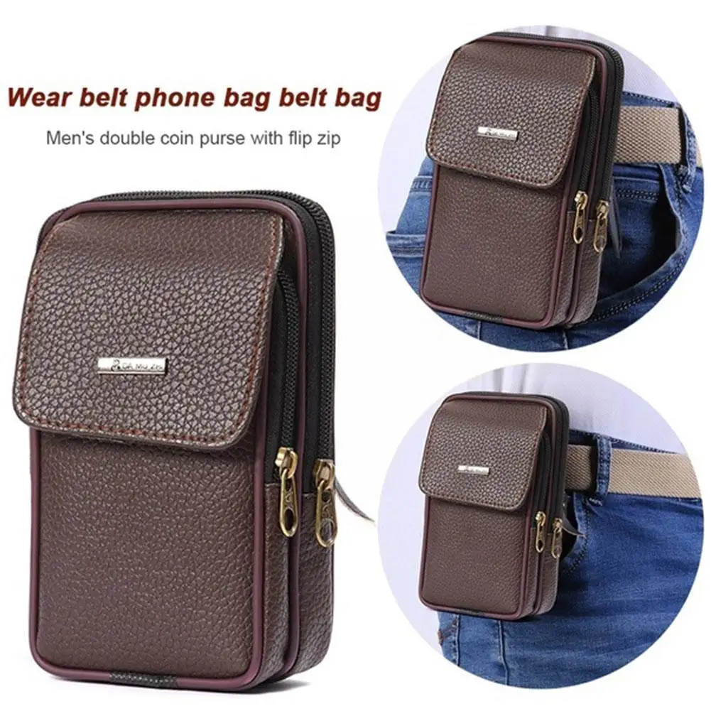 

Small Waist Bag PU Leather Simple Mobile Phone Bag For Sports Walking Hiking Accessorie Belt Clip Case Casual Waist Packs P K3O1