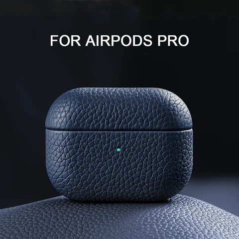 Чехол для Airpods Pro, кожаный чехол для Airpods 3 / 2/Pro, чехол из натуральной кожи, чехол для s Apple AirPods, чехол с текстурой личи, чехол из воловьей кожи