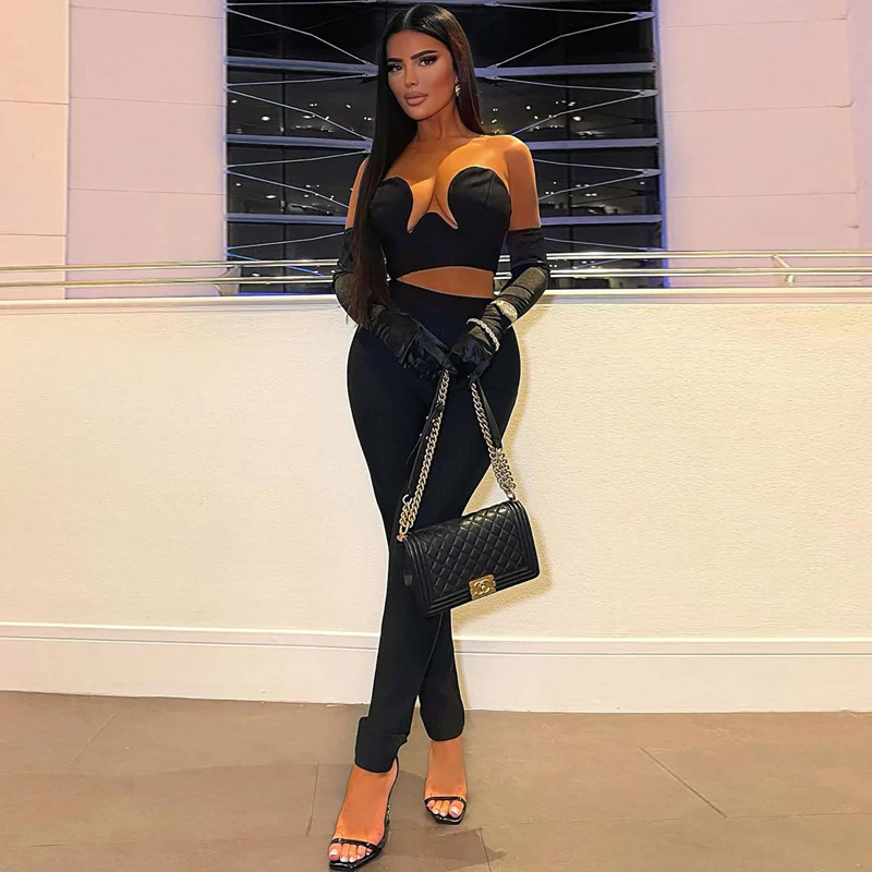 MSMUSI 2024 новый модный женский сексуальный комплект из трех предметов без бретелек