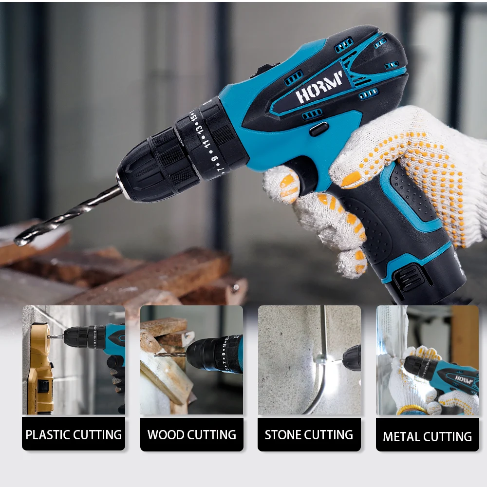 Шуруповерт Hormy аккумуляторный 12 В 32 нм 3 функции