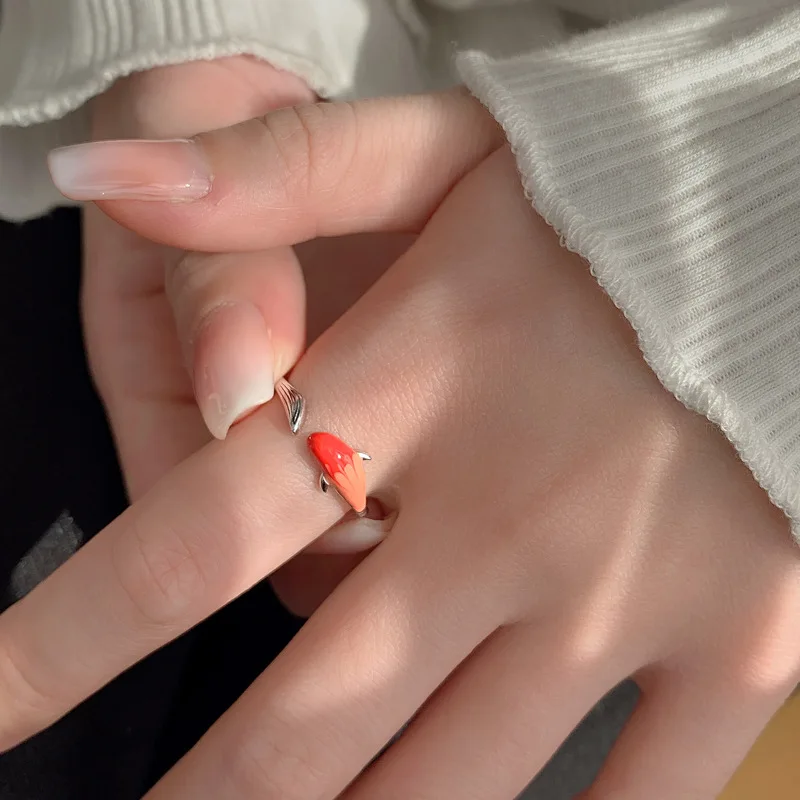 

2023 New Chinese Style Lucky Koi Open Adjustable Ring for Women Design Niche High-end Light Luxury Fashion Goldfish Jewelry Gift