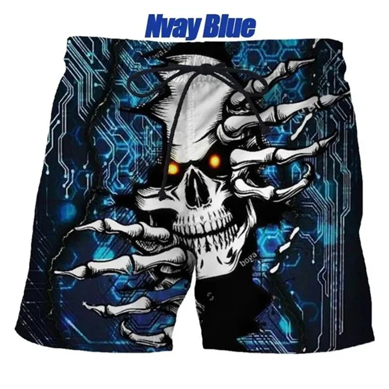 

Horror Roses Goth Skull Graphic Beach Shorts Men Cool 3D Printing Streetwear Board Shorts Swimsuit homme 2023 Summer Swim Trunks