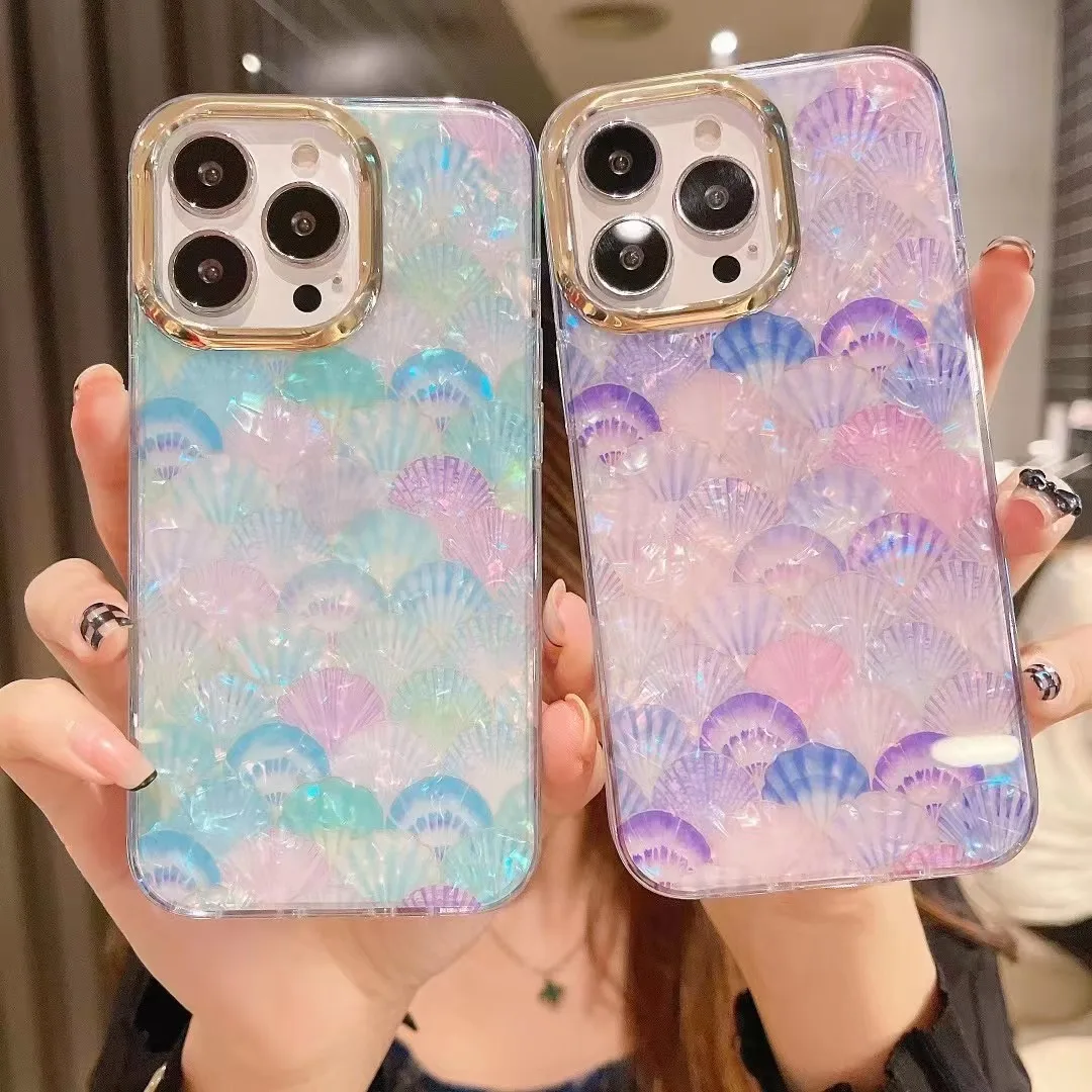 

Fashionable Colorful Shell Pattern Phone Case For Apple iPhone 14 13 12 Pro Max Plus Magnetic Clear Fashion Phone Case