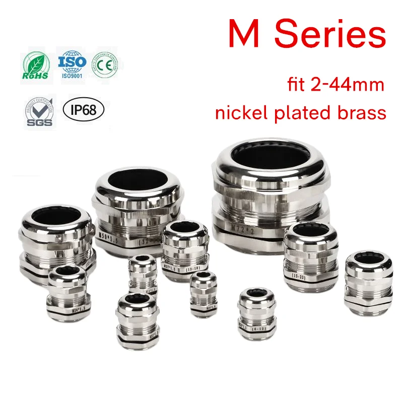 

1 шт. водонепроницаемый кабельный сальник никелированный латунный IP68 металлический соединитель M8 M10 M30 M60 фиксация 2-44 мм фиксирующий уплотнительный шов