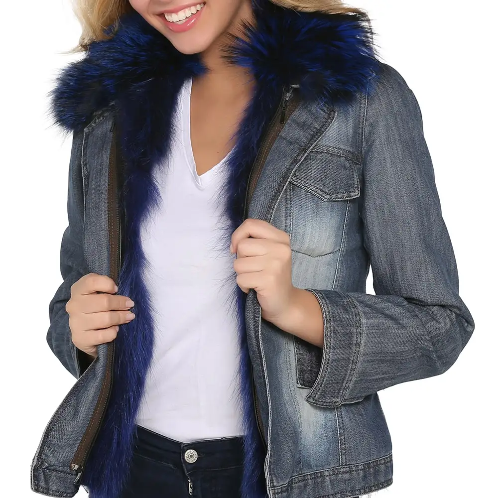 S'elite collection grinded Denim women's coat real fur with water repellent winter autumn spring gift chick relaxed