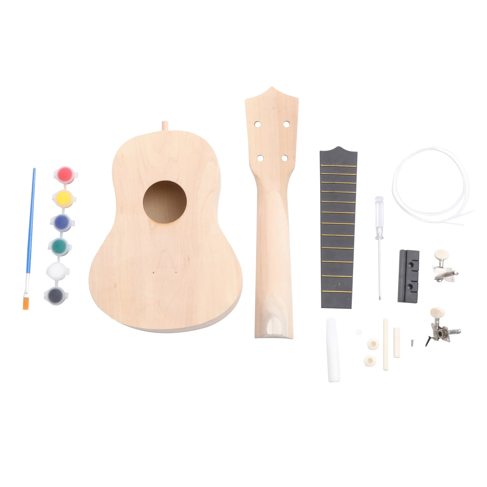 

1 Set of Inch Cutaway Ukulele Kit DIY Basswood Hawaii Guitar Painting Handwork for Parents-child Campaign
